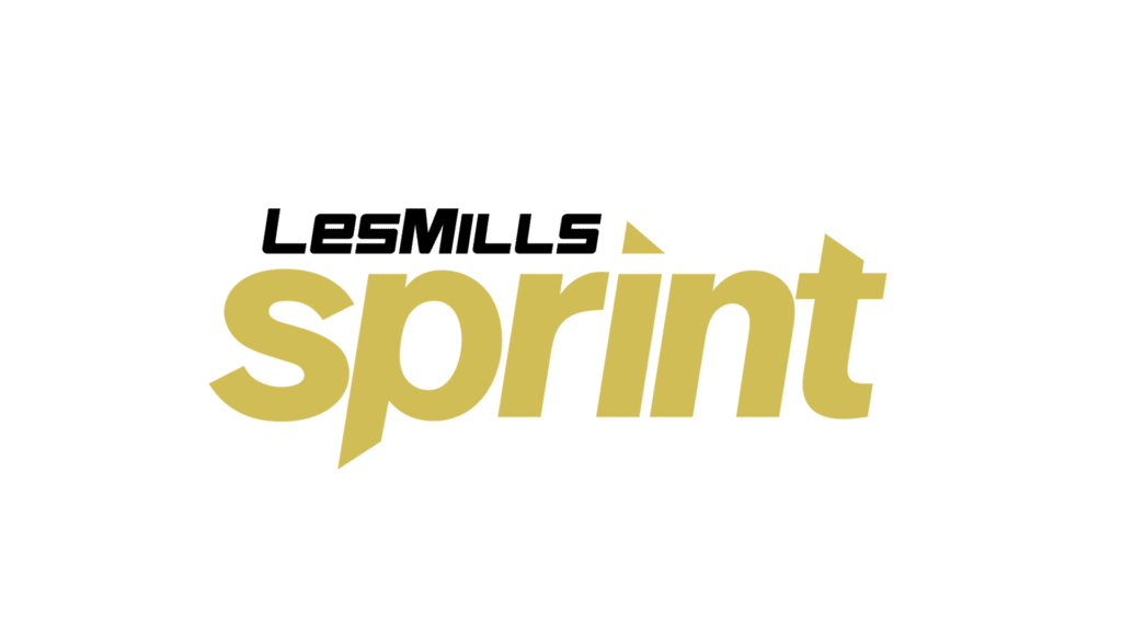 LesMills Sprint Logo - Entraînement HIIT Haute Intensité Logo LesMills sprint en noir et doré sur fond blanc, typographie dynamique pour entraînement HIIT.
